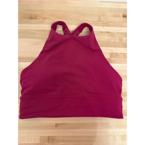 Lululemon Cross Strappy High Neck Yoga Workout Tank Top Raspberry Pink Size 8 - Picture 1 of 3